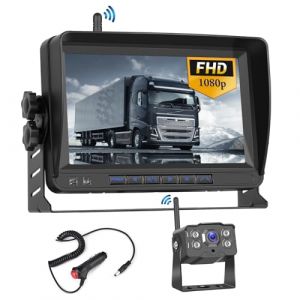 Hikity Cam&eacute;ra de Recul Num&eacute;rique sans Fil avec &Eacute;cran Tactile de 7 Pouces avec Vision Nocturne 1080P HD Cam&eacute;ra &Eacute;tanche IP68 pour Voiture/Camping-Car/Camion/SUV (carsecure, neuf)