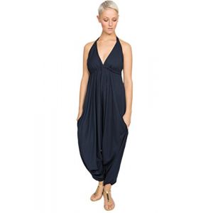 likemary Combinaison pour Femmes - Combinaison Harem dos nu Confortable et Sexy - Taille Unique avec Poches - Combinaison d’été Sans Manches Bleu (likemary, neuf)