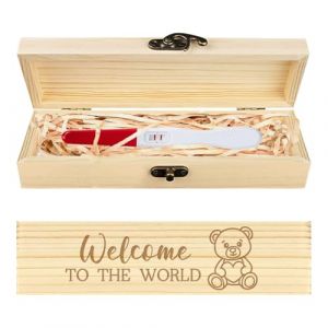 CHGCRAFT Coffret Souvenir de Test de Grossesse Coffret Cadeau en Bois avec Joli Ours en Peluche et Ruban en Raphia pour Annonce de Grossesse et Cadenas Cadeaux D'Annonce pour Papa et Mari (CHGCRAFT FR, neuf)