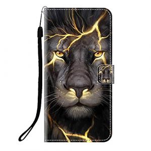 Sunrive Coque Compatible avec ASUS Zenfone Max (M2) ZB633KL, Housse Mignon Étui avec Fonction de Support Etui Protecteur Protection Portefeuille Cas Magnétique PU Cuir(Q Lion)+Stylet OFFERTS (sunrive, neuf)