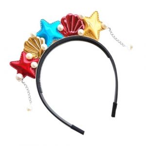 POPETPOP Bandeau Cheveux Garçon Fille Thème Océan Étoile De Mer Sirène Accessoire Léger Rouge pour Fête Déguisement (Riser Treasure, neuf)