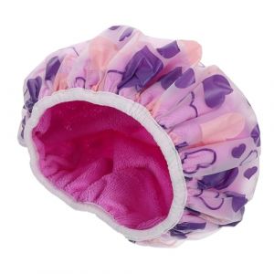 EPIGEIST Bonnet de Imperm&eacute;able R&eacute;utilisable pour Femme Double &Eacute;paisseur en Tissu &Eacute;ponge Absorbant Grand Format 2-en-1 pour Bain Spa et S&eacute;chage des Cheveux Boucl&eacute;s Couleur Violet C&oelig;ur (Laimmde, neuf)