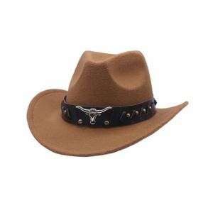 G&eacute;n&eacute;rique Chapeau Cowboy Denim et Cuir pour Femmes et Hommes Style Occidental R&eacute;tro avec Boucle de Ceinture Large Bord pour Ranch, F&ecirc;tes et Tenue Western (TunErKeji, neuf)