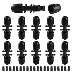 VooGenzek 10 Pi&egrave;ces Connecteur de Tuyau en T Barbel&eacute;, 6-Voies Raccord de Tuyau D'Irrigation pour Tube 13/16 mm &agrave; 4/7 mm, Connecteur d'Irrigation Goutte &agrave; Goutte &agrave; 6-Voies pour Jardin, Pelouse (Noir) (VooGenzek, neuf)