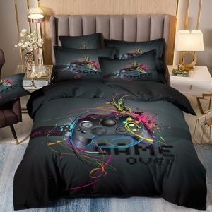 Gamepad Housse de Couette 90x190 Enfant GarçOn Ado Gamer Housse de Couette 1 Personne, Parure de Lit 90x190 Gaming Parure de Lit Enfant en Microfibre avec Fermeture éClair (Yunshu Home Textiles, neuf)