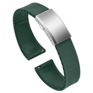 ULLCHRO FKM Bracelet Montre 20mm 22mm Bracelets de Montre FKM Caoutchouc fluor&eacute; &agrave; D&eacute;gagement Rapide Souples et Durables Bracelet de Remplacement pour Homme Femme (22mm, Vert Fonc&eacute;) (Ullchro-EU, neuf)