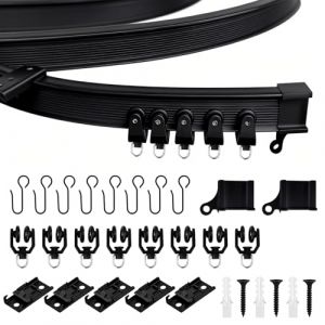 1m Rail pour Rideau Courb&eacute; Flexible, Rail de Plafond Noir avec Roulettes Silencieuses - Id&eacute;al pour Fen&ecirc;tre de Douche, Camping-Car, S&eacute;paration de Pi&egrave;ce et D&eacute;coration (Funpan-Eu, neuf)
