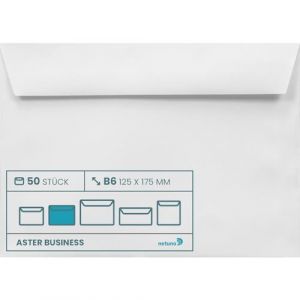 Netuno Lot de 50 enveloppes blanches DIN B6 125 x 175 mm 100 g Aster Business sans fen&ecirc;tre autocollante pour factures candidatures brochures d'entreprise relev&eacute;s de compte mailings priv&eacute;s photo (netuno, neuf)