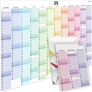 PACKLIST® Grand Calendrier 2025 Mural en Français. Calendrier 2025 Grand Format XXL A1 84 x 60 cm. Calendrier Familial - pour L'organisation Familiale, les Études et le Travail (PACKLIST, neuf)