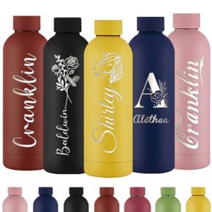 Xihedfd Gourde Personnalisée Bouteille d'Eau Gravée Avec Nom Bouteille d'Eau Isolée En Acier Inoxydable 500ml Pour l'École Le Bureau Et Le Sport (XingheUS, neuf)