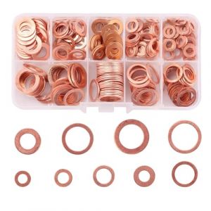 200PCS,Kit de Rondelles en Cuivre,Kit de Rondelles en Cuivre M&eacute;triques,Assortiment de Rondelles,Joints de Rondelles en Cuivre pour l'automobile,la Marine,(9 tailles) (Huamirra Eur, neuf)