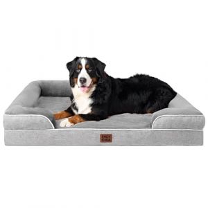 EHEYCIGA Panier Chien Grande Taille XXL Orthopedique, Memoire de Forme Lit pour Chien Dehoussable Lavable, Canapé Chiens Imperméable, Gris (EHEYCIGA EU, neuf)
