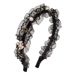 Serre-tête en dentelle et perles for Halloween, fournitures de fête, cerceau en dentelle noire, diadème baroque, accessoires for cheveux baroques, perruques for femmes, décor en macramé, corée du sud, (chengdezhuomeibaihuolipinshanghang, neuf)