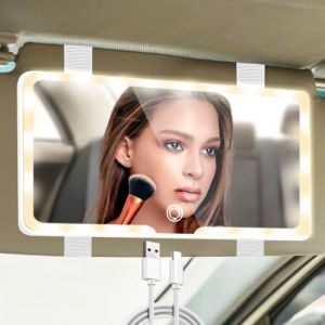 Miroir cosmétique de voiture - Pare-soleil LED - Avec 3 modes d'éclairage - Portable - Intérieur avec lumière - Universel - Pour rétroviseur de siège (EverTre, neuf)