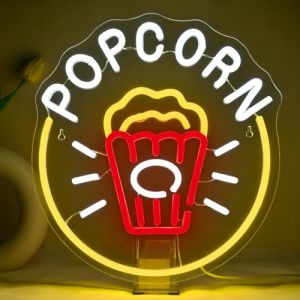 NYXEN Popcorn Neon Sign, Dimmable 34.5cmx32cm LED Sign, for Movie Night, Bedroom, Home Bar, Wall Art, Gifts (jurongkeji, neuf)