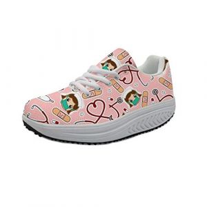 Showudesigns Femmes Minceur Chaussures Marche Infirmier Baskets Plate-Forme Chaussures L&eacute;ger Poids Sports en Marchant Yoga Tennis Trainers Plates EU 37 (showu designs, neuf)