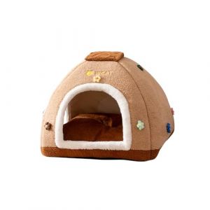 Galat&eacute;e Niche pour Chat, Lit Douillet Et Douillet pour Chat, Tente Douce avec Coussin Amovible, Panier Douillet pour Chien, Maison pour Animaux De Compagnie pour Chiot, Chaton, Lapin(M, Marron) (HEALTH CHAN LTD, neuf)