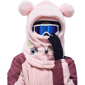 ThiCc Capuche Sherpa pour Femmes - Chapeau Mignon Oreilles d'Ours Lapin Chat Bonnet en Peluche Cache-Oreilles Hiver &Eacute;quitation Ski Casque Bonnet Polaire Coupe-Vent Cagoule pour Temps Froid Capuche (Secret Dream, neuf)