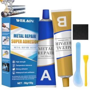 WEILAOK Colle Metal Extra Forte, Colle bi Composant, Colle Metal, Soudure a Froid metal, colle Extra Forte pour Réparer les Moteurs les Réservoirs D'eau,L'acier Inoxydable, 50g+50g (LINMIAN-OU, neuf)