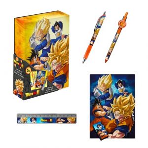 Dragon Ball Z Ensemble de Papeterie, Comprenant Un Cahier, Règle, Crayon, Stylo et Un Coffret Cadeau Ensemble de Papeterie pour Garçons (La Esencia, neuf)