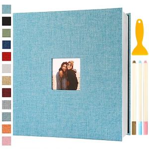 Album Photo Adhesif Vierge 33x32 CM Classeur Photo Livre Photo Personnalisable Scrapbook de Classe Mariage Livre D'or Enfant Bebe Carte Postale DIY, 120 Pages Bleu Clair (Semfalbuums, neuf)