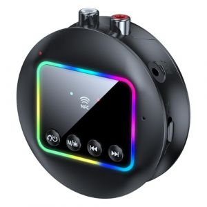 AXFEE Récepteur Audio sans Fil, 2 en 1 Transmetteur Bluetooth 5.4 Émetteur et Récepteur Adaptateur avec Jack 3.5 mm AUX et USB, Transmetteur Bluetooth/NFC avec RCA pour PC/Smartphone/Tablette (Ouuze, neuf)