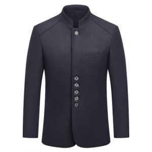 KUDMOL Manteau Homme en Laine pour Hiver Chaud Trench Coat &agrave; Col Montant Classique Parka Caban Slim Fit Business Duffle-Coats Coup-Vent avec Boutons(Bleu Marin,4XL) (KUDMOL-FR, neuf)