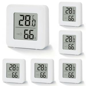Thermom&egrave;tre Hygrom&egrave;tre Int&eacute;rieur, 6 Pi&egrave;ces Thermometre Interieur, Mini LCD Digital Thermom&egrave;tre, Hygrom&egrave;tre d'int&eacute;rieur Mural Petit pour Chambre B&eacute;b&eacute;, Chambre &agrave; Coucher, Salon et Cuisine (YuXinHuaCai, neuf)