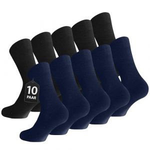 Chaussettes Homme Coton Lot de 10 Paires de Chaussette Homme Femme 39-42 -Chaussettes pour Hommes et Femmes avec Design Respirant et Résistant aux Odeurs - Coupe Extensible Hommes Noiret Bleu Marine (ZhaDui, neuf)