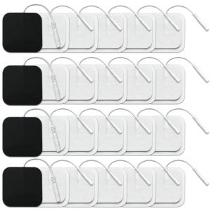 Scettar 24 Pièces Électrodes Tens 40x40mm,Patch Compex Electrode pour électrostimulateur TENS et EMS,Electrodes pour Electrostimulateur avec Connexion de 2mm pour Détendre les Muscles (XWF Store, neuf)