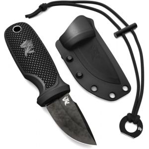 ODENWOLF W-MINI Couteau de cou D2 – Mini couteau EDC lame fixe avec étui + allume-feu – Couteau de survie compact – Idéal bushcraft, randonnée, outdoor (wolfgangs, neuf)