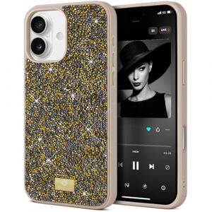 BEZ&reg; Coque pour iPhone 16 Plus Paillette, Coque Compatible avec iPhone 16 Plus Glitter, Coque Series de Etuis avec Bling & Co., &Eacute;tui en Diamant Etincelant et &agrave; Cristal Bling, Ambre Or (TheBlingZ., neuf)