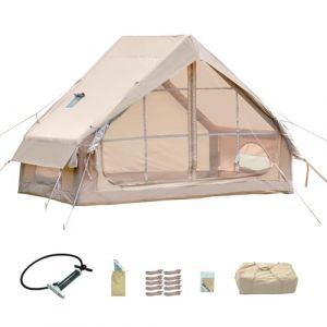 Tente de camping gonflable avec pompe &agrave; main - Montage facile - Imperm&eacute;able - Coupe-vent - Tente gonflable d'ext&eacute;rieur - 2-4 personnes - Oxford Glamping - Tente de refuge (300 x 200 x 200 cm) (Suixingzhe, neuf)