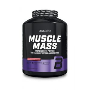 BioTechUSA Muscle Mass | Protéines et glucides en poudre | avec créatine et peptides de glutamine | Gainer | Sans lactose | Créatine micronisée | 4 kg | Fraise (BioTechUSA Official FR, neuf)