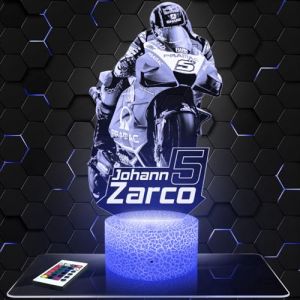 Lampephoto.fr - Lampe 3D GP Moto J. Zarco, pilote Moto, Id&eacute;e Cadeau Fan Moto, Veilleuse Tactile Led Illusion, Effet Hologramme 3D, Id&eacute;e Cadeau No&euml;l Anniversaire Gar&ccedil;on et Fille TOP (CS LASER, neuf)