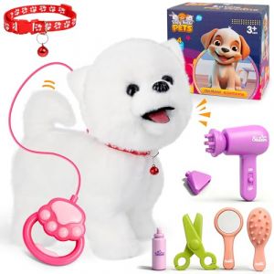 Charmofun Jouet Interactif Chien, Électronique Chien Jouet Enfant, Réaliste Chien Peluche avec Laisse de Contrôle, Musicale, Chien Interactif Qui Marche et Aboie pour Garçon Fille 3 4 5 Ans (Blanc) (Pulsepoint Market Kft., neuf)