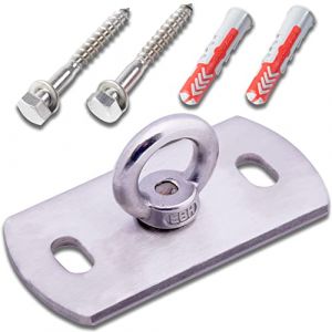Toldoro&reg; Fixation Plafond en Acier Inoxydable avec Chevilles & vis/Crochet Mural a Visser jusqu'&agrave; 400 kg/Crochet Plafond pour Fauteuil Suspendu, Voile Solaire, balancoire d'amour, Sac de Frappe (Sonnensegel Guru, neuf)