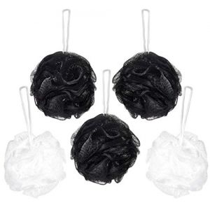 BRUBAKER Cosmetics - Fleur de bain & douche - Lot de 5 - &Eacute;ponge exfoliante - Qualit&eacute; sup&eacute;rieure - Nylon - Noir et Blanc (BRUBAKER (Der Schnellversender!), neuf)