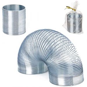 Ressort slinky plastique m&eacute;tal ou multicolore arc-en-ciel, nostalgie des ann&eacute;es 90 et 2000, ondamania, Addictif et antistress (m&eacute;tal 3,5 cm) (Mister Curiosities - Vendeur Fran&ccedil;ais, neuf)