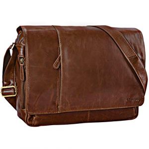 STILORD 'Elias' Sacoche homme cuir Vintage Sac Bandoulière Homme Design Sac en cuir Ordinateur Portable 15,6 Pouces Besace en Cuir, Couleur:antique - marron (STILORD Cuir, neuf)