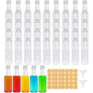 Liwein Lot de 50 petites bouteilles en plastique 50 ml &agrave; remplir, couvercle, entonnoir et &eacute;tiquette pour liqueur, No&euml;l, mariages (Weily, neuf)
