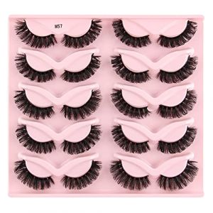 Lot de 5 paires de faux cils denses longs et épais - Œil russe (J, taille unique) (ZhuZhouYuZiNanShangMao, neuf)