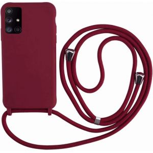 Ququcheng Coque Compatible avec Samsung Galaxy A51,Collier pour &Eacute;tui Colliers de cellulaire Corde Silicone avec Cordon Case TPU Bumper pour Samsung Galaxy A51-Rouge (Ququcheng, neuf)