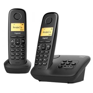 Gigaset A270A Duo - t&eacute;l&eacute;phone Fixe sans Fil - avec r&eacute;pondeur - qualit&eacute; du Son exceptionnelle - profils d'&eacute;coute r&eacute;glables - Grand &eacute;cran - Fonction Mains Libres - Protection d'appel, Noir (Repeat Goods B.V., neuf)