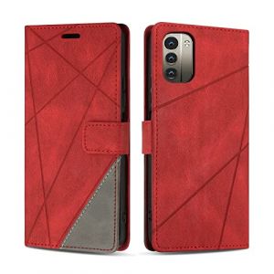 SONWO Coque pour Nokia G21, Protection Housse Etui en Cuir PU Portefeuille Livre pour Nokia G21, Emplacements Cartes, Fonction Support, Rouge (SONWO EU STORE, neuf)