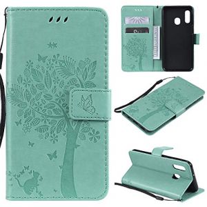 Fatcatparadise Coque pour Samsung Galaxy A20E/A10E, Etui Samsung A20E/A10E, Antichoc TPU Housse Cuir Flip Case Portefeuille Etui Rabat [Magnétique] Coque de Protection Fentes pour Cartes (Vert) (Fatcatparadise, neuf)