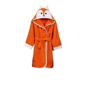 ELY PARKER Peignoir Enfant Gar&ccedil;on, Serviette de Bain en Coton Turc avec Capuche, Renard, Orange (3-4 Ans), Ultra Doux, Absorbant, Confortable, &Eacute;pais (ELYPARKER, neuf)