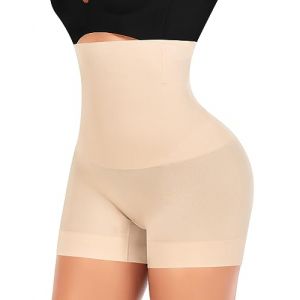 Short Gainant Femme Ventre Plat Invisible Culotte Gainante Amincissante Panty Gainant sans Couture Culottes Sculptantes Taille Haute Shorty Anti Frottement Cuisse Shapewear (#2 Beige(Taille haute),L) (YARRCO, neuf)