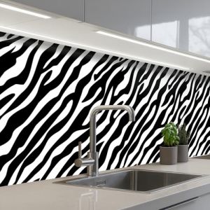 KitchenYeah&copy; Cr&eacute;dence Cuisine &Agrave; Coller 80x300 cm Protection Plaque De Cuisson Adhesif Plastique Rigide Dalle Murale Animaux - Z&egrave;bre - Design (KitchenYeah, neuf)