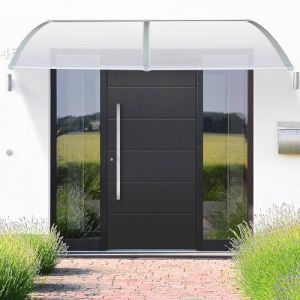 Auvent pour Porte d'entr&eacute;e Marquise Porte Exterieur de Toit Auvent en Arc de Hangar en Polycarbonateet Cadre pour Maison de Fen&ecirc;tre de Balcon de Garage,100 x 300 cm (Blanc) (Hechheu, neuf)